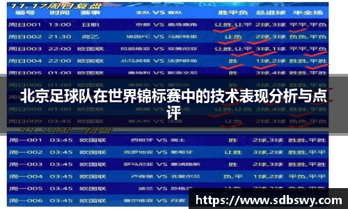 北京足球队在世界锦标赛中的技术表现分析与点评